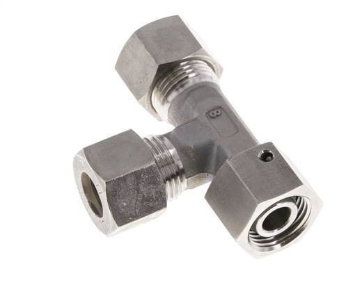 12L Stainless Steel Right Angle Tee Compression Fitting with Swivel 315 bar FKM Adjustable ISO 8434-1