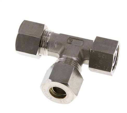 12S Stainless Steel Right Angle Tee Compression Fitting with Swivel 400 bar FKM Adjustable ISO 8434-1