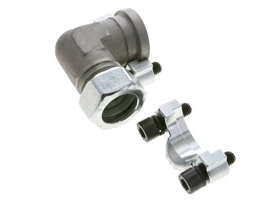 1'' Elbow SAE Flange 3000 PSI Steel with 28L (M36x2) ISO 6162-1