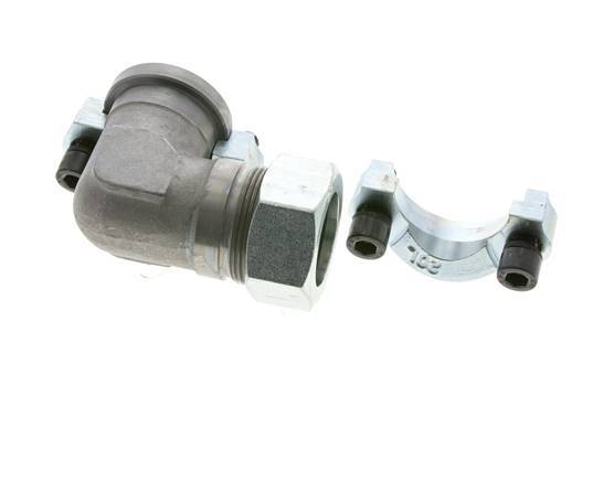 1-1/4'' Elbow SAE Flange 3000 PSI Steel with 35L (M45x2) ISO 6162-1