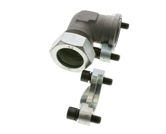 1-1/2'' Elbow SAE Flange 3000 PSI Steel with 42L (M52x2) ISO 6162-1