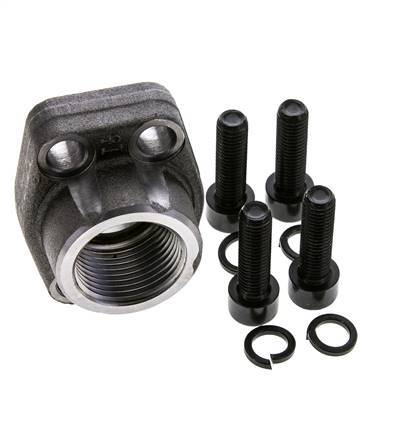 1'' SAE Flange 3000 PSI Plain Steel with G1'' Female Threads ISO 6162-1