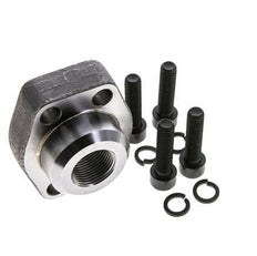 1-1/4'' SAE Flange 3000 PSI Plain Steel with G3/4'' Female Threads ISO 6162-1