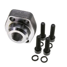1-1/4'' SAE Flange 3000 PSI Plain Steel with G3/4'' Female Threads ISO 6162-1