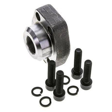 1-1/4'' SAE Flange 3000 PSI Plain Steel with G3/4'' Female Threads ISO 6162-1