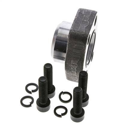 1-1/4'' SAE Flange 3000 PSI Plain Steel with G3/4'' Female Threads ISO 6162-1