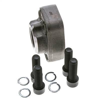 1-1/4'' SAE Flange 3000 PSI Plain Steel with G1'' Female Threads ISO 6162-1