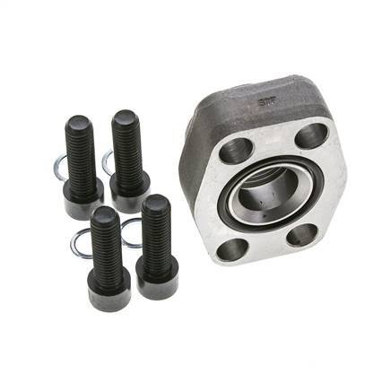 1-1/4'' SAE Flange 3000 PSI Plain Steel with G1'' Female Threads ISO 6162-1