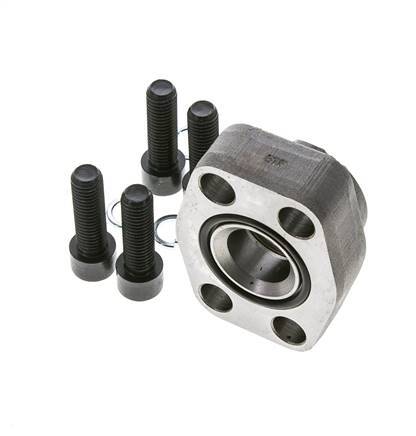 1-1/4'' SAE Flange 3000 PSI Plain Steel with G1'' Female Threads ISO 6162-1