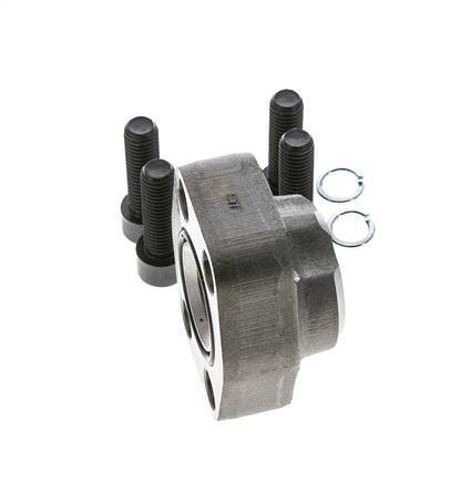 1-1/4'' SAE Flange 3000 PSI Plain Steel with G1'' Female Threads ISO 6162-1