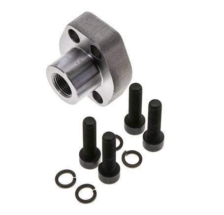 1/2'' SAE Flange 6000 PSI Plain Steel with G3/8'' Female Threads ISO 6162-2