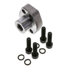 1/2'' SAE Flange 6000 PSI Plain Steel with G3/8'' Female Threads ISO 6162-2