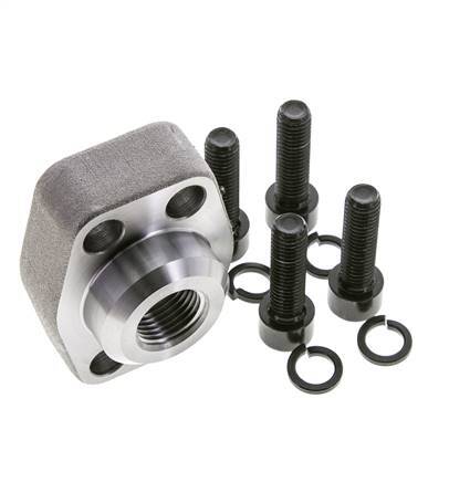 3/4'' SAE Flange 6000 PSI Plain Steel with G1/2'' Female Threads ISO 6162-2