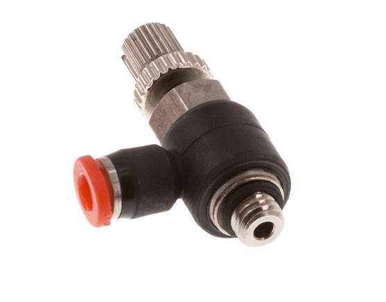 Flow Control Silencer Meter-In Elbow 3 mm - M5 Brass/PBT