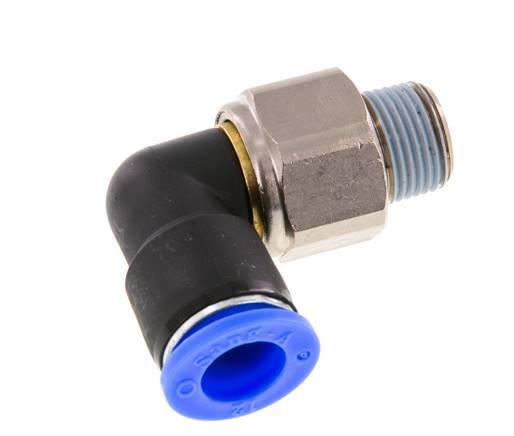 12mm & R3/8'' Elbow Swivel Joint Push-In-Male Threads Nickel-Plated Brass/PBT NBR Rotatable