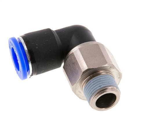 12mm & R3/8'' Elbow Swivel Joint Push-In-Male Threads Nickel-Plated Brass/PBT NBR Rotatable