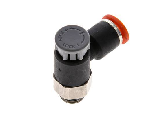 Flow Control Valve Meter-In Elbow 6 mm - G1/8'' Brass/PA 66 Locknut