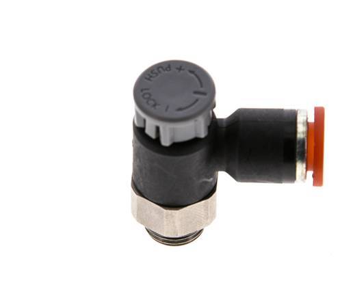 Flow Control Valve Meter-In Elbow 6 mm - G1/8'' Brass/PA 66 Locknut