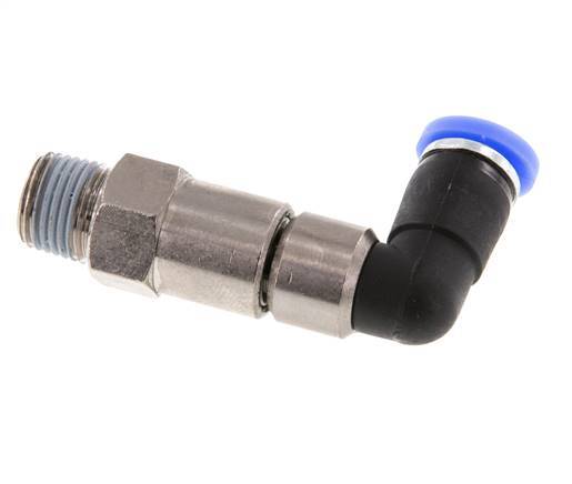4mm & R1/8'' Elbow Quick Swivel Joint Push-In-Male Threads Nickel-Plated Brass/PBT NBR Rotatable
