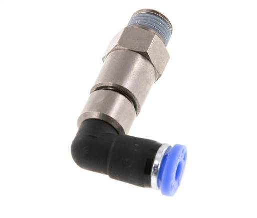 4mm & R1/8'' Elbow Quick Swivel Joint Push-In-Male Threads Nickel-Plated Brass/PBT NBR Rotatable