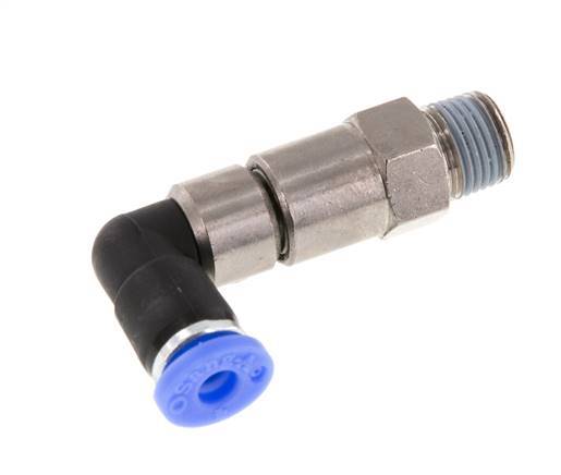 4mm & R1/8'' Elbow Quick Swivel Joint Push-In-Male Threads Nickel-Plated Brass/PBT NBR Rotatable