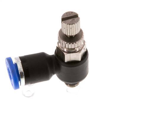 Flow Control Silencer Meter-Out Elbow 4 mm - M5 Brass/PA 66