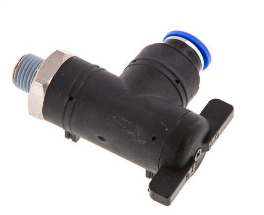 2-Way Elbow Ball Valve 10 mm - R1/4'' Plastic/Brass