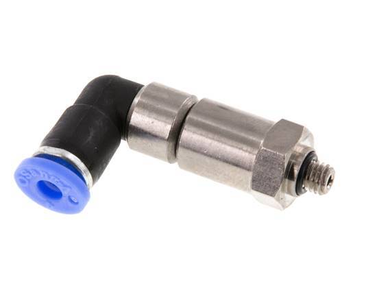 4mm & M5 Elbow Quick Swivel Joint Push-In-Male Threads Nickel-Plated Brass/PBT NBR Rotatable