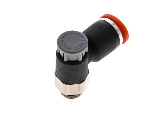 Flow Control Valve Meter-In Elbow 8 mm - G1/8'' Brass/PA 66 Locknut