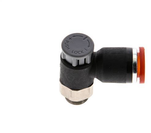 Flow Control Valve Meter-In Elbow 8 mm - G1/8'' Brass/PA 66 Locknut