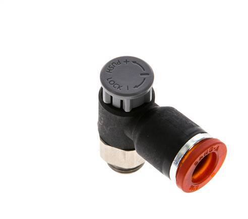Flow Control Valve Meter-In Elbow 8 mm - G1/8'' Brass/PA 66 Locknut