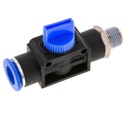3/2-Way Shut-Off Hand Valve 12 mm - R1/4'' Plastic/Brass Tube-side venting