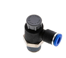Flow Control Valve Meter-Out Elbow 6 mm - R1/4'' Brass/PA 66 Locknut