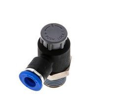 Flow Control Valve Meter-Out Elbow 6 mm - R1/4'' Brass/PA 66 Locknut