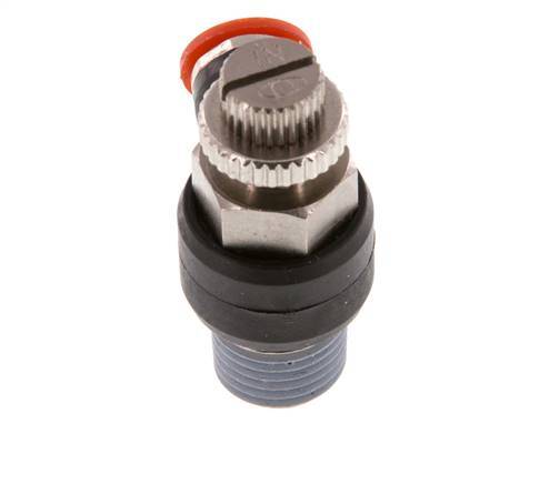 Flow Control Silencer Meter-In Elbow 6 mm - R1/4'' Brass/PA 66