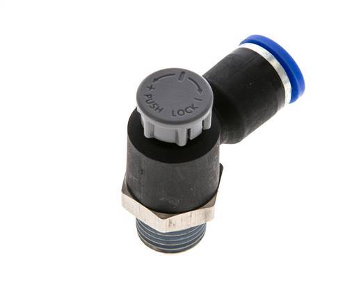 Flow Control Valve Meter-Out Elbow 8 mm - R1/4'' Brass/PA 66 Locknut