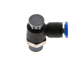 Flow Control Valve Meter-Out Elbow 8 mm - R1/4'' Brass/PA 66 Locknut