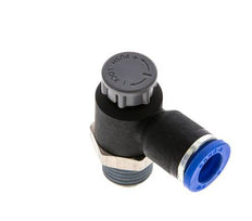 Flow Control Valve Meter-Out Elbow 8 mm - R1/4'' Brass/PA 66 Locknut