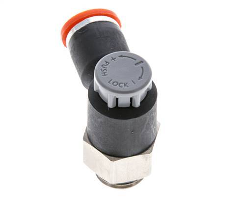 Flow Control Valve Meter-In Elbow 8 mm - G1/4'' Brass/PA 66 Locknut