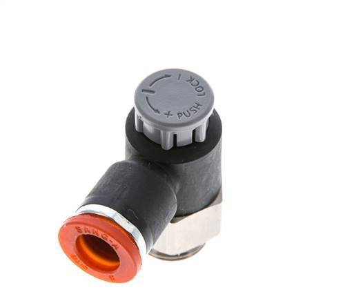 Flow Control Valve Meter-In Elbow 8 mm - G1/4'' Brass/PA 66 Locknut