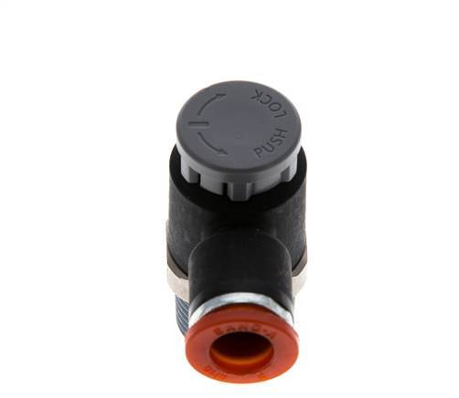Flow Control Valve Meter-In Elbow 8 mm - R3/8'' Brass/PA 66 Locknut