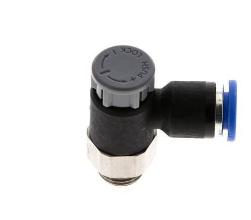 Flow Control Valve Meter-Out Elbow 6 mm - G1/8'' Brass/PA 66 Locknut