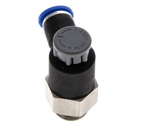 Flow Control Valve Meter-Out Elbow 6 mm - G1/4'' Brass/PA 66 Locknut