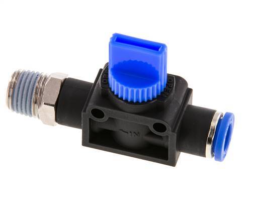 3/2-Way Shut-Off Hand Valve 8 mm - R1/4'' Plastic/Brass Thread-side venting