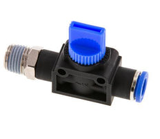 3/2-Way Shut-Off Hand Valve 8 mm - R1/4'' Plastic/Brass Thread-side venting