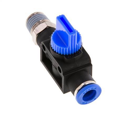3/2-Way Shut-Off Hand Valve 8 mm - R1/4'' Plastic/Brass Thread-side venting