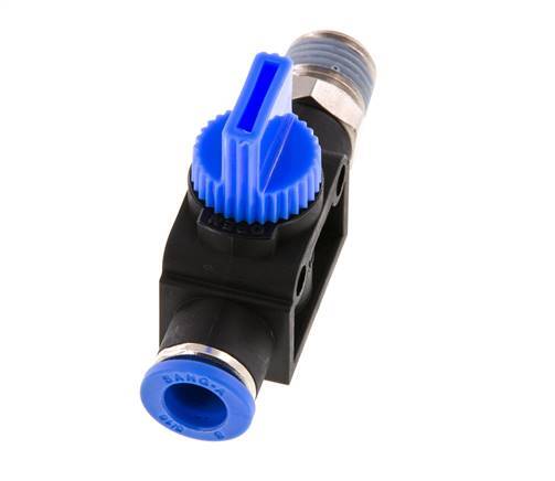 3/2-Way Shut-Off Hand Valve 8 mm - R1/4'' Plastic/Brass Thread-side venting
