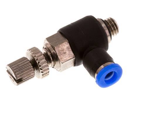 Flow Control Silencer Meter-Out Elbow 3 mm - M5 Brass/PBT