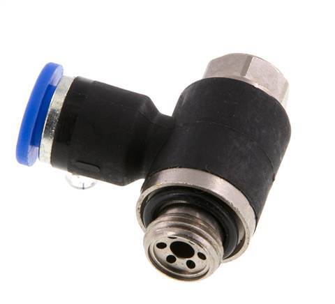 Flow Control Silencer Meter-Out Elbow 6 mm - G1/8'' Brass/PA 66 Slotted Screw