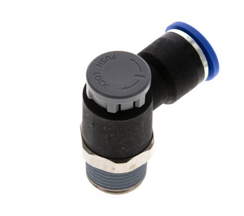 Flow Control Valve Meter-Out Elbow 10 mm - R3/8'' Brass/PA 66 Locknut